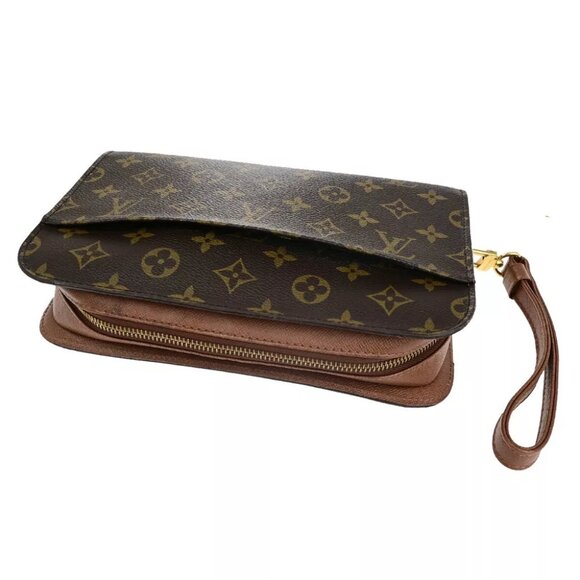 LOUIS VUITTON Orsay Clutch Hand Bag Monogram Leather Brown France - Picture 6 of 14